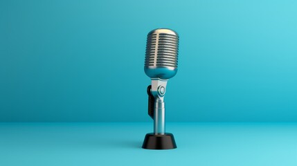 Mic microphone on solid colour background, retro style