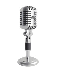 Fototapeta premium Vintage Silver Microphone with Stand Isolated
