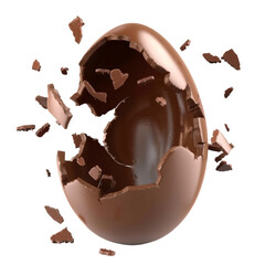 Shattered Chocolate Egg with Fragmented Pieces