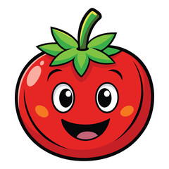 Cute tomato smile cartoon vector icon illustration food nature icon isolated flat vector