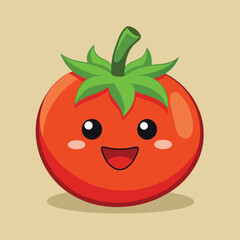 Obraz premium Cute tomato smile cartoon vector icon illustration food nature icon isolated flat vector