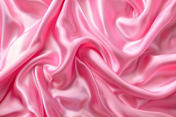 Fototapeta premium Elegant pink silk fabric texture abstract, silky waves. Smooth textile background, elegance luxurious design