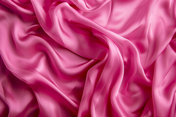 Obraz premium Elegant vibrant pink silk fabric texture abstract, silky waves. Smooth textile background, elegance luxurious design