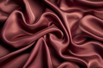 Fototapeta premium Elegant marsala silk fabric texture abstract, silky waves. Smooth textile background, elegance luxurious design