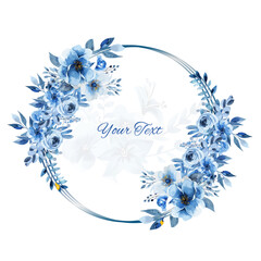 vector blue floral frame with watercolor