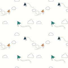 Welcome To School. Flying paper airplanes. Vector cartoon children planes in air. Back to school background drawing. backgrounds for Teacher appreciation day. KnowledgeForAll.