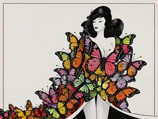 girl with butterfly  flowers