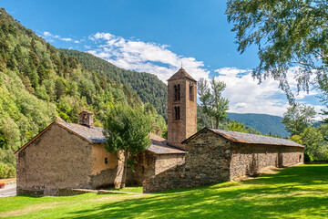 San Martin de la Cortinada church (Pueblo Cortinada) town of Andorra, belonging to the parish of...