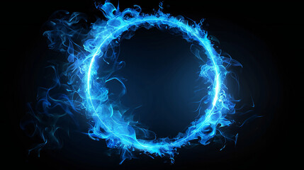 Ring of blue fire with shiny flame effect