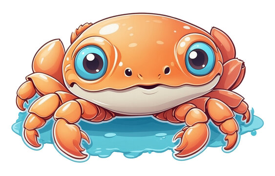 cute orange crab with big blue eyes clip art preview