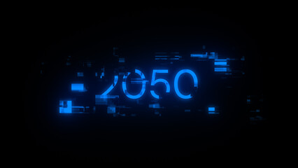 Obraz premium 3D rendering 2050 text with screen effects of technological glitches