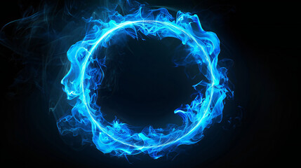 Ring of blue fire with shiny flame effect