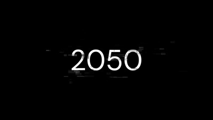 Obraz premium 3D rendering 2050 text with screen effects of technological glitches
