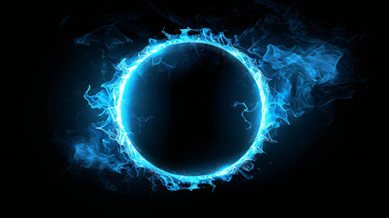 Ring of blue fire with shiny flame effect