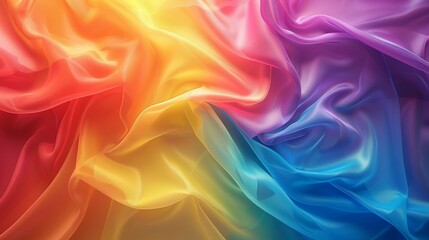 Obraz premium A vibrant and colorful fabric-like background with flowing textures and a rainbow gradient.
