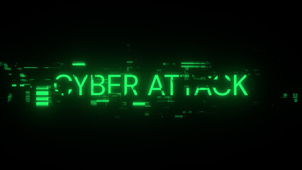 Obraz premium 3D rendering cyber attack text with screen effects of technological glitches