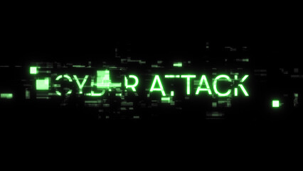 Obraz premium 3D rendering cyber attack text with screen effects of technological glitches