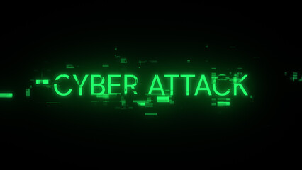 Obraz premium 3D rendering cyber attack text with screen effects of technological glitches