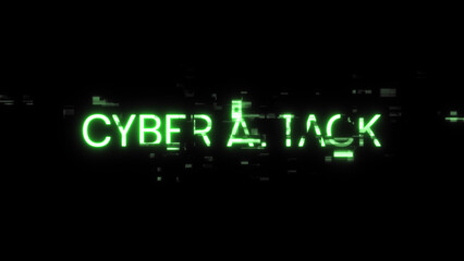 Obraz premium 3D rendering cyber attack text with screen effects of technological glitches
