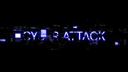 Obraz premium 3D rendering cyber attack text with screen effects of technological glitches