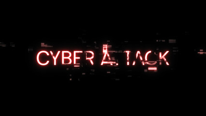 Obraz premium 3D rendering cyber attack text with screen effects of technological glitches