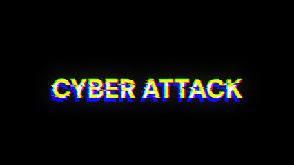 Fototapeta premium 3D rendering cyber attack text with screen effects of technological glitches