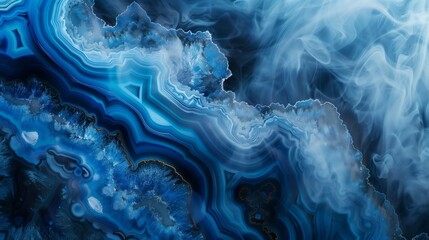 The dark blue background with a blue mineral stone.