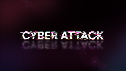 Obraz premium 3D rendering cyber attack text with screen effects of technological glitches
