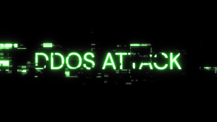 Obraz premium 3D rendering ddos attack text with screen effects of technological glitches
