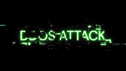 Obraz premium 3D rendering ddos attack text with screen effects of technological glitches