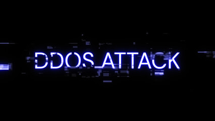 Obraz premium 3D rendering ddos attack text with screen effects of technological glitches