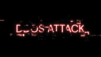 Obraz premium 3D rendering ddos attack text with screen effects of technological glitches