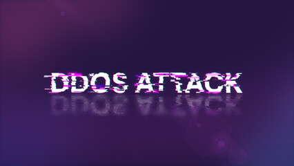 Obraz premium 3D rendering ddos attack text with screen effects of technological glitches