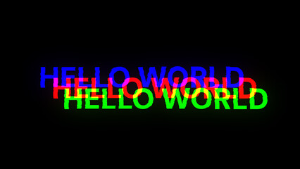 Obraz premium 3D rendering hello world text with screen effects of technological glitches