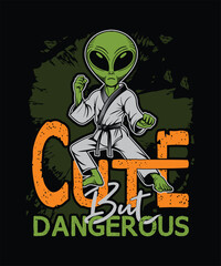 Cute but Dangerous alien karate baby  t-shirt design © awladrn5