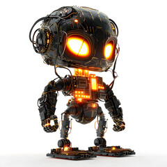 Futuristic 3D IGBT Technology Character with Glowing Semiconductor Parts on White Background