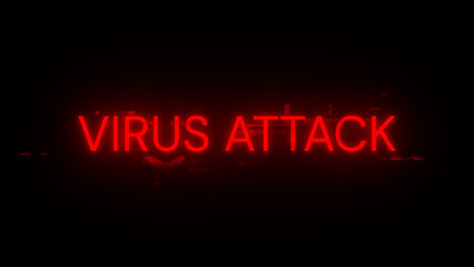 Obraz premium 3D rendering virus attack text with screen effects of technological glitches