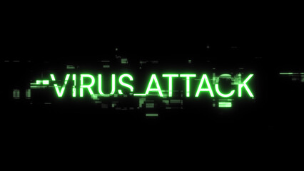 Obraz premium 3D rendering virus attack text with screen effects of technological glitches