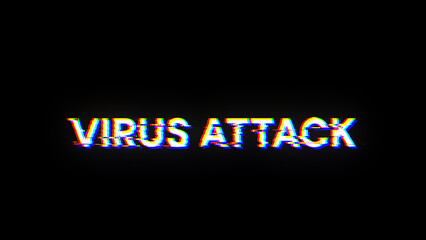Fototapeta premium 3D rendering virus attack text with screen effects of technological glitches