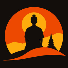 silhouette of buddha logo icon