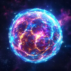 Obraz premium Galactic Core: Neon Energy Sphere