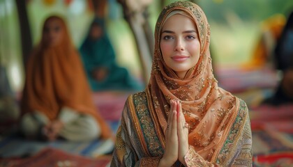 Woman in Headscarf Sitting in Room