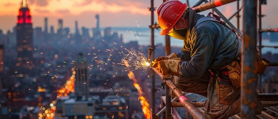 Naklejka premium Contraction concept. welding work