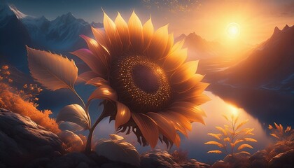 A sunflower facing sun showing beautiful view
