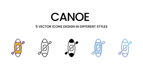 Canoe vector icons set stock illustration.