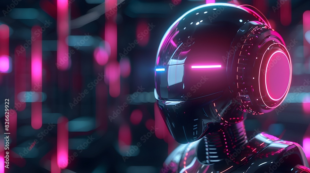 Poster futuristic powered virtual interface assisting clients with advanced digital communication and techn