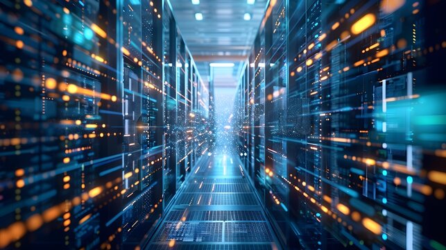 Technological background with digital archives and data storage visuals, ideal for representing digital archives and scientific research in educational materials