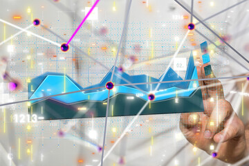 diagram Futuristic wave, Futuristic data stream - 3d