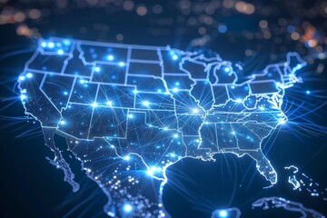Fototapeta premium Digital map of america network connectivity created with generative ai