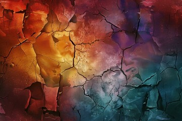 Fototapeta premium Vibrant multicolored texture with a cracked surface, ideal for artistic backdrops